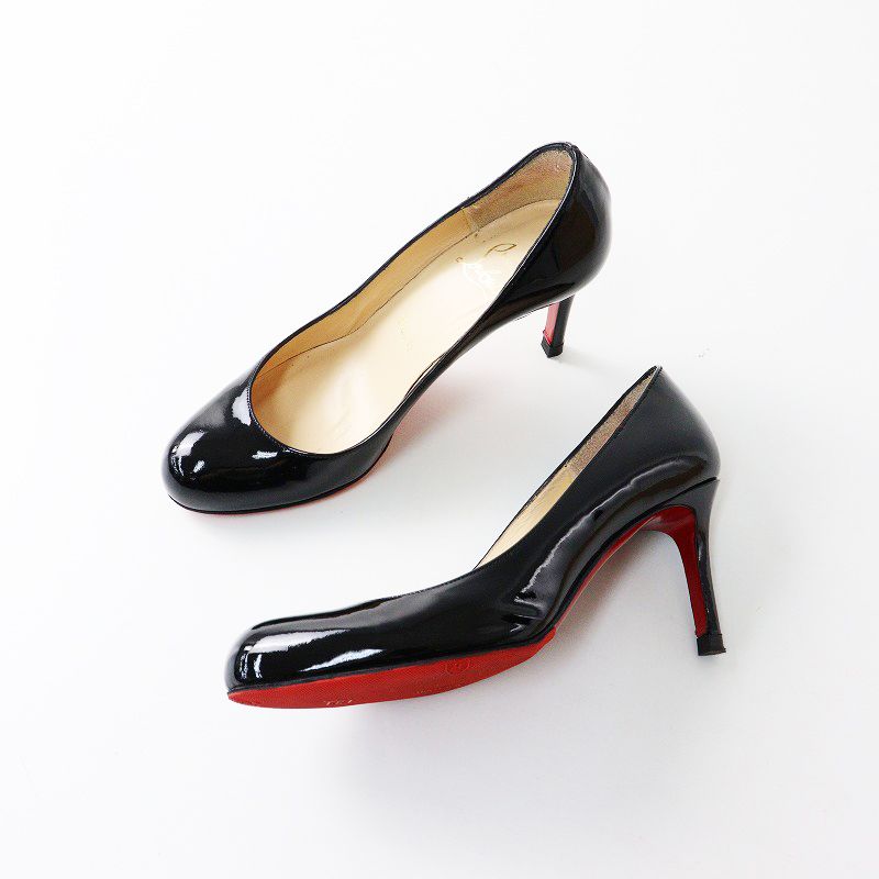 クリスチャンルブタン Christian Louboutin ラウンドトゥ パテントパンプス 35/ブラック エナメル ヒール シューズ 22cm【2400014003154】