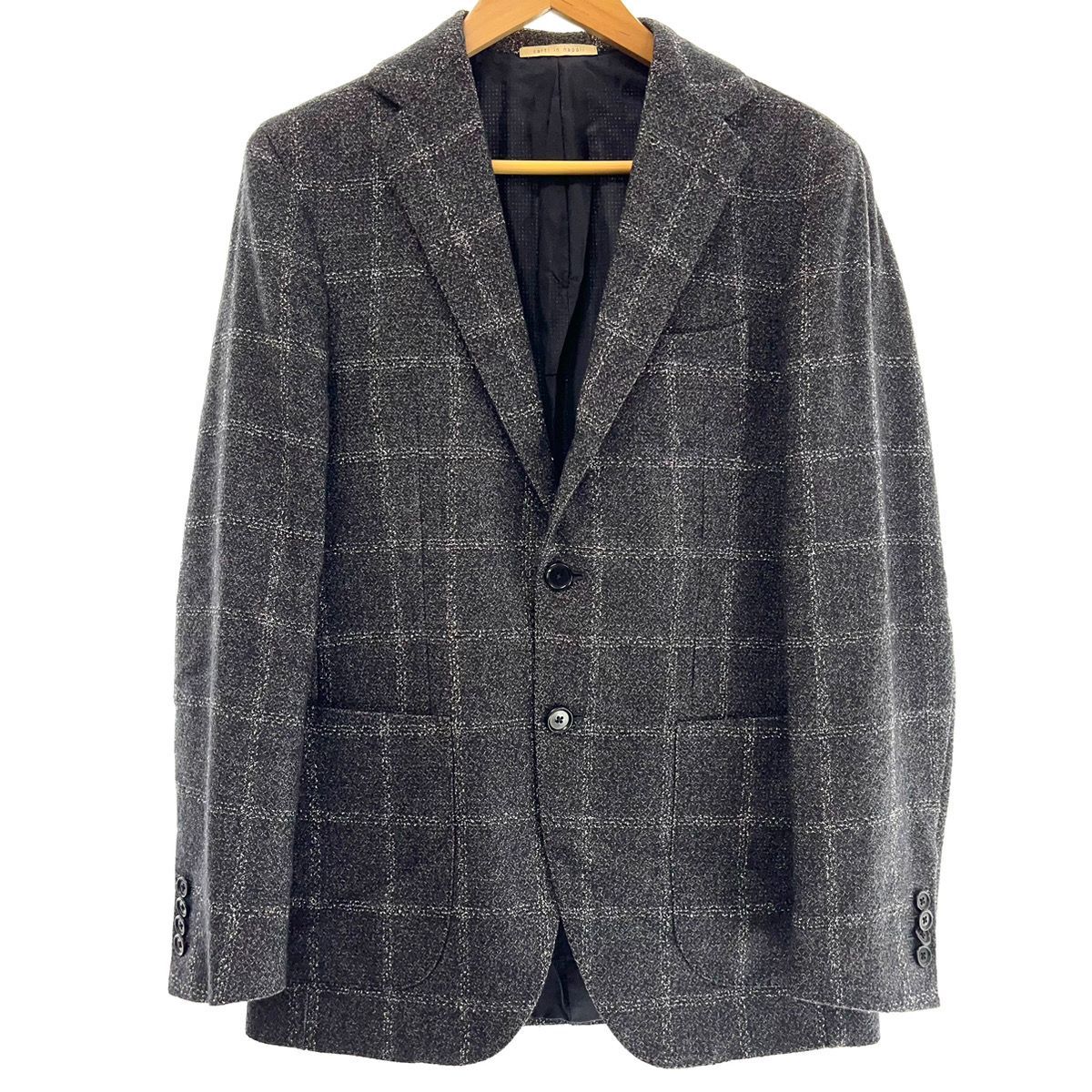 【美品】De Petrillo 44 ジャケット　グレー　チェック　テーラード 美品】De Petrillo 44 ジャケットグレーチェックテーラード