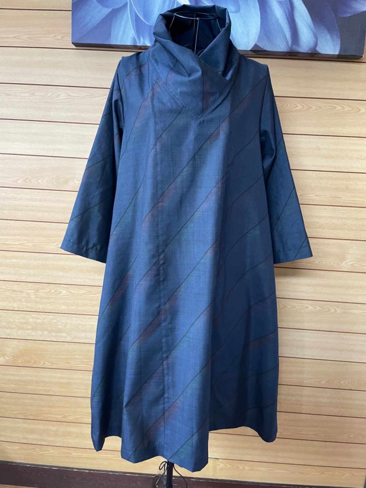 着物リメイク 大島紬 合わせ襟 ワンピース