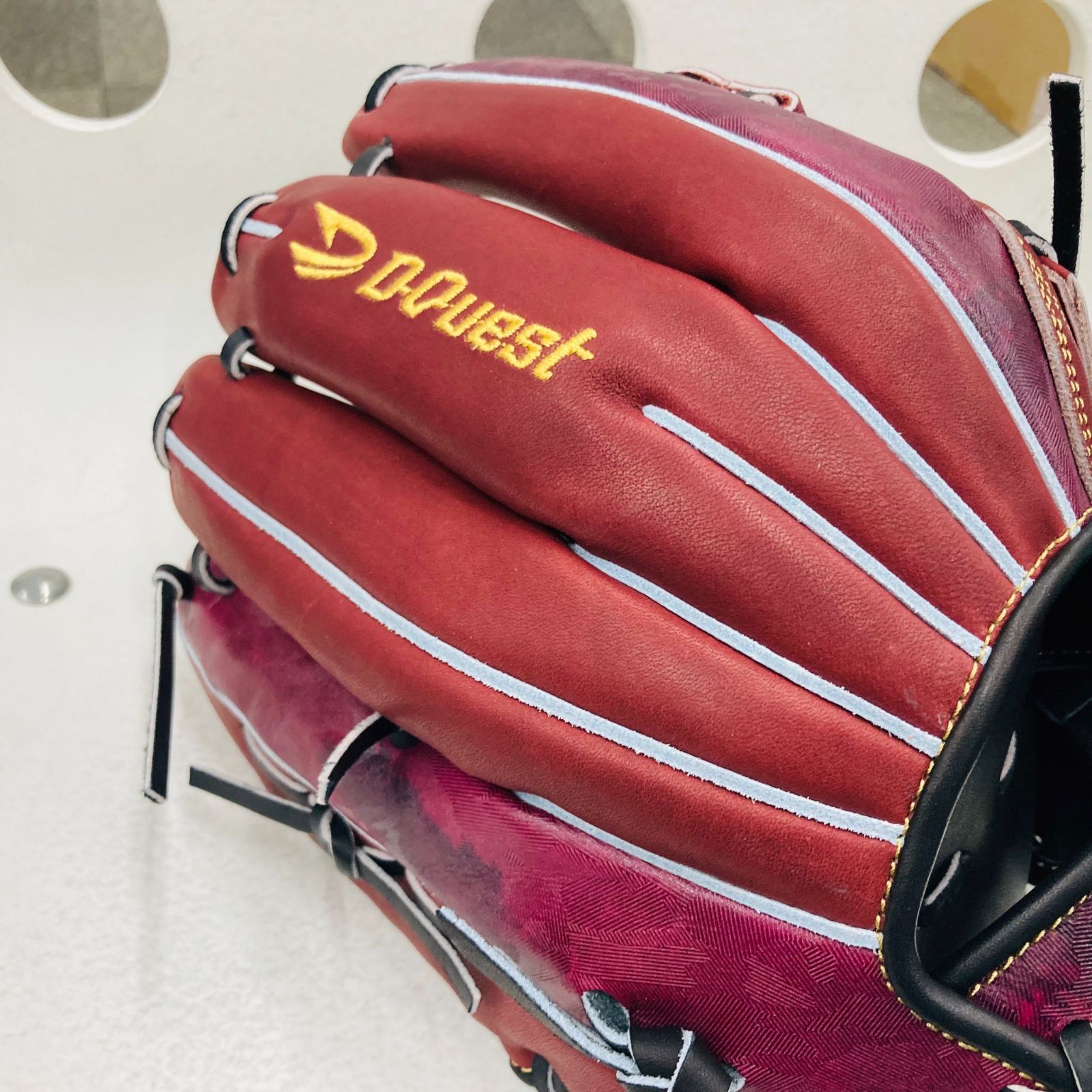 D-Quest いなせグラブ 軟式用 西陣織 和柄 着物 グラブ ブラック
