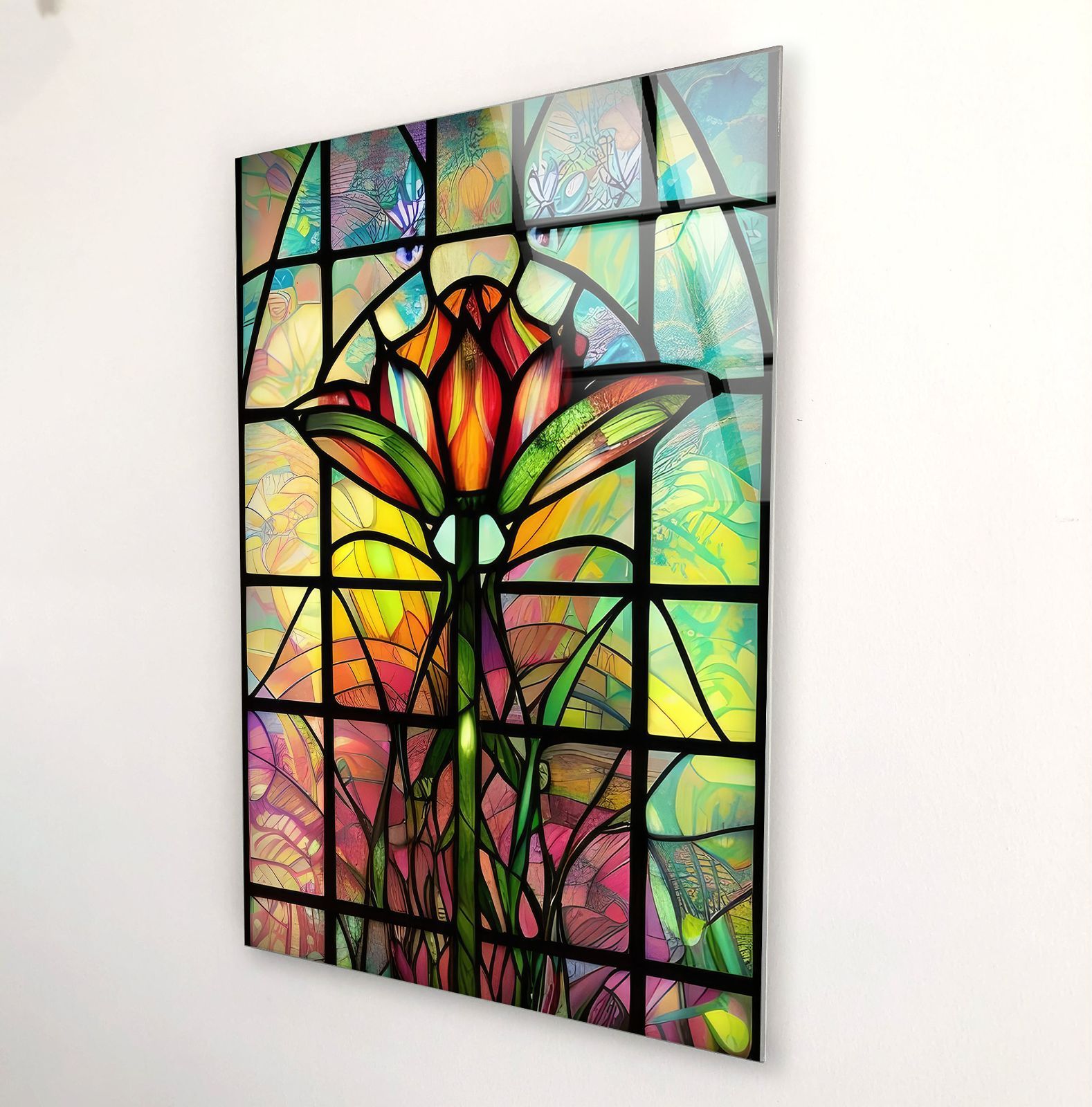 ガラスウォールアート ガラスアート素材：4mmの強化ガラス、ガラスの壁