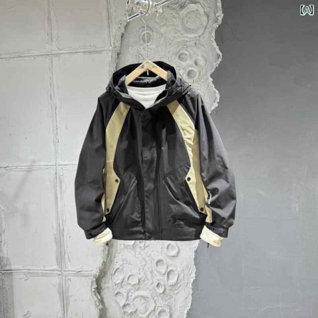 秋冬 コーデ メンズ 服 シンプル ファッション オシャレ 大人 かっこいい 大きいサイズ ストリート 紳士服 フード付き ジャケット カジュアル ブロック アウトドア 防風