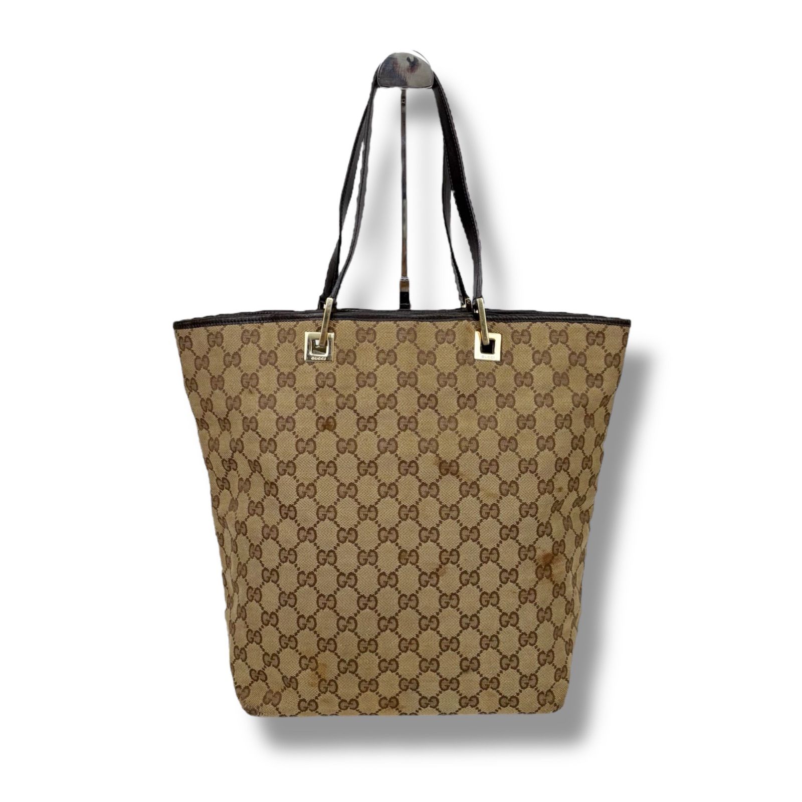 GUCCI ミニトートバッグ GGキャンバス レザー ブラウン グッチ GUCCI ミニトートバッグ GGキャンバス レザー ブラウン グッチ