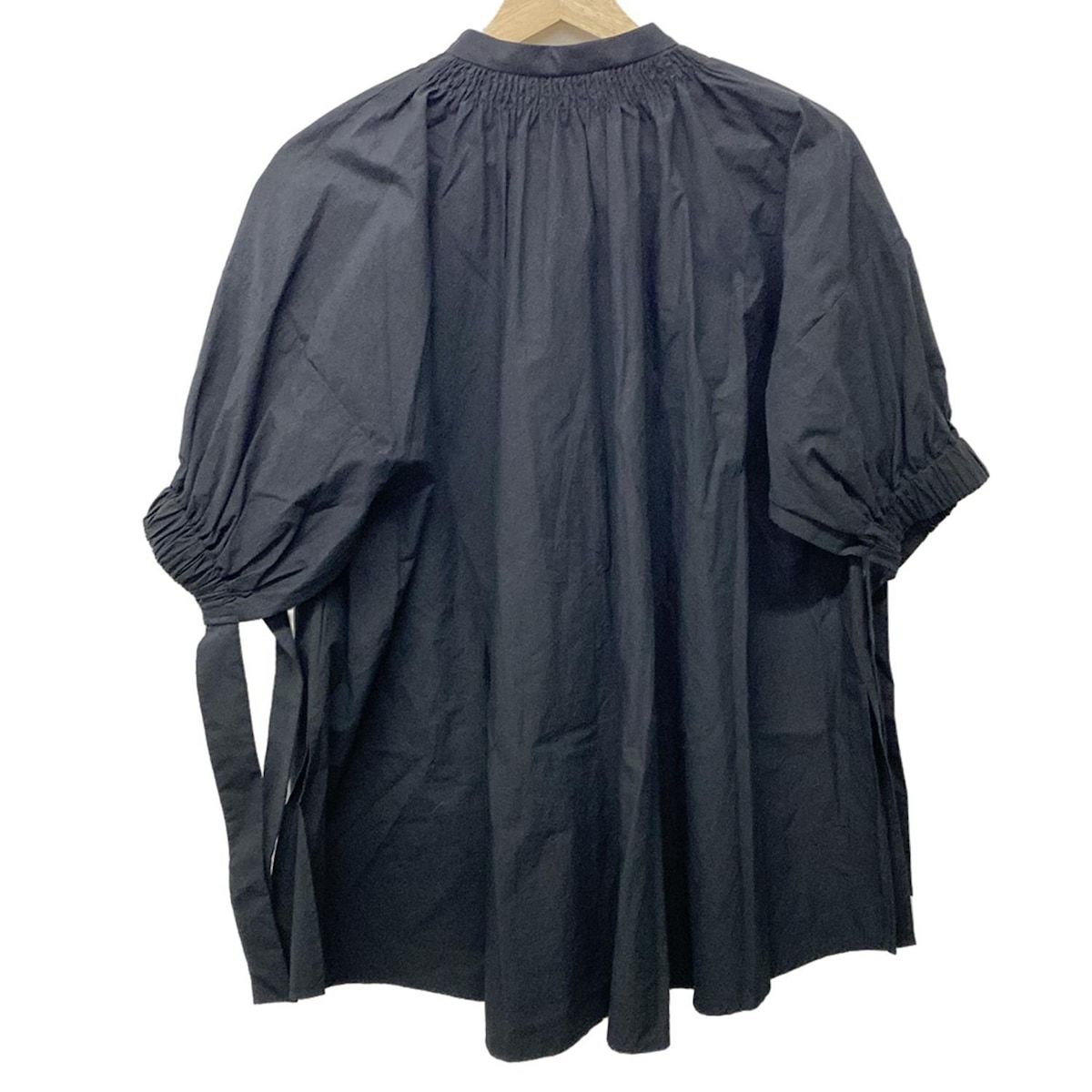 ENFOLD エンフォルド 半袖シャツブラウス サイズ38 M レディース - 300GS230-2360 黒 サイドスリット|ギャザー