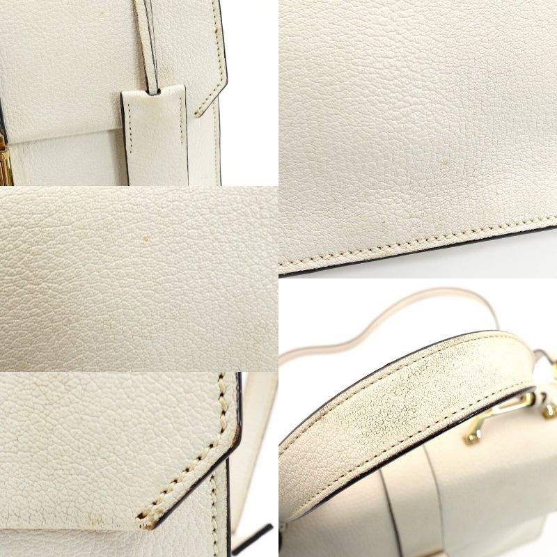 ミュウミュウ MIU MIU ハンドバッグ2Way レザー クロスボディ オフホワイト ゴールド金具 7-9-149 DECORATOM_COM_BR