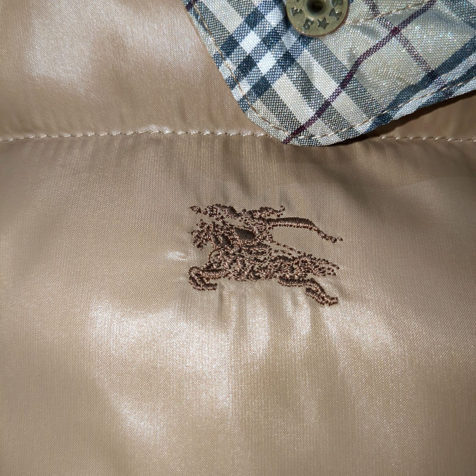 BURBERRY BLUELABEL ラクーンファー ダウンベスト ノバチェック
