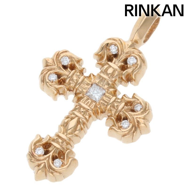 クロムハーツ  22K CHARM FILIGREE TINY P/DMND/タイニーフィリグリー PAVEダイヤ/ゴールドネックレストップ メンズ