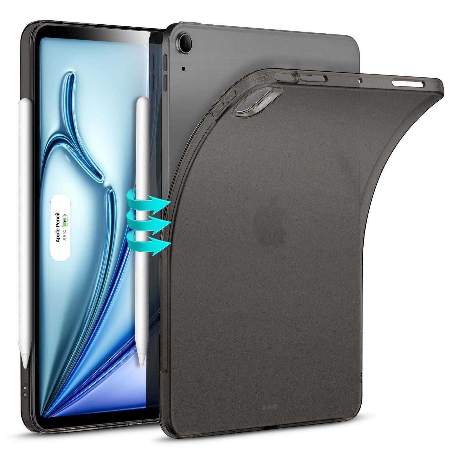 2024 iPad Air 13インチ M2 ケース クリア 透明 スタンド付き 耐衝撃 