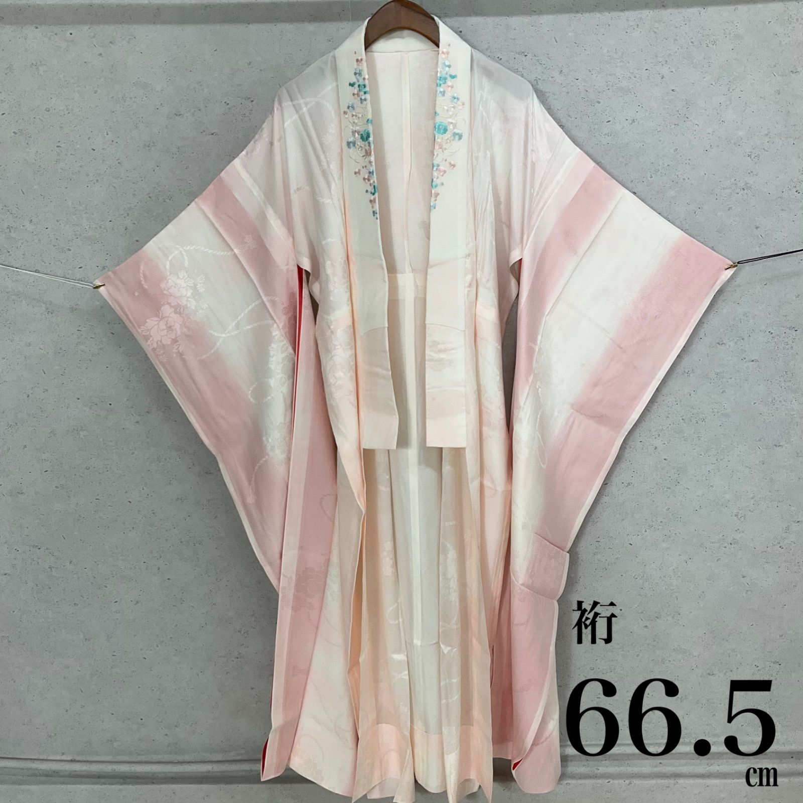 ◇kimono+one◇未使用同然◇振袖長襦袢◇単衣◇袖無双◇刺繍半衿付き