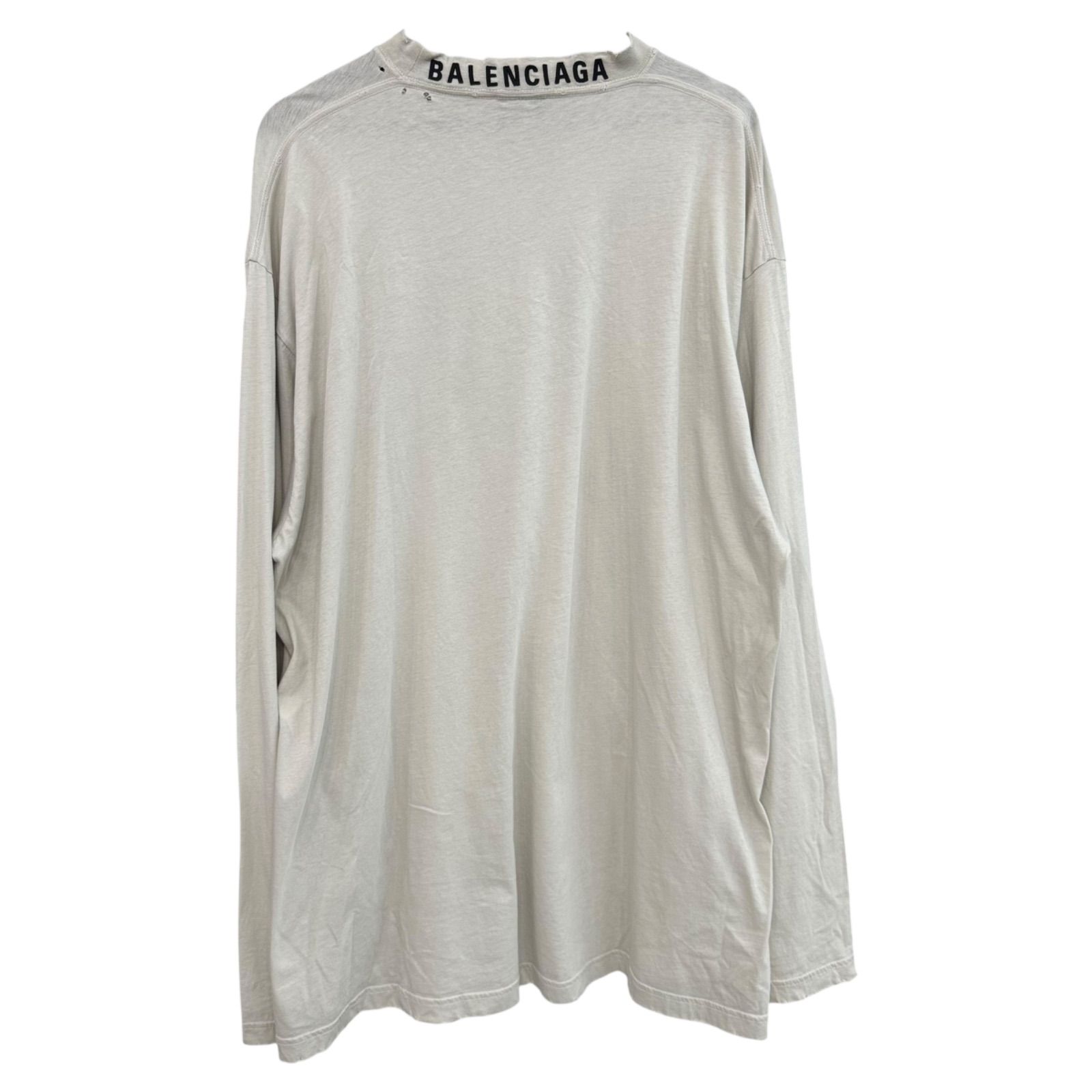 BALENCIAGA】DISTRESSED NECK LOGO L/S SHIRT バレンシアガ ロゴ刺繍 