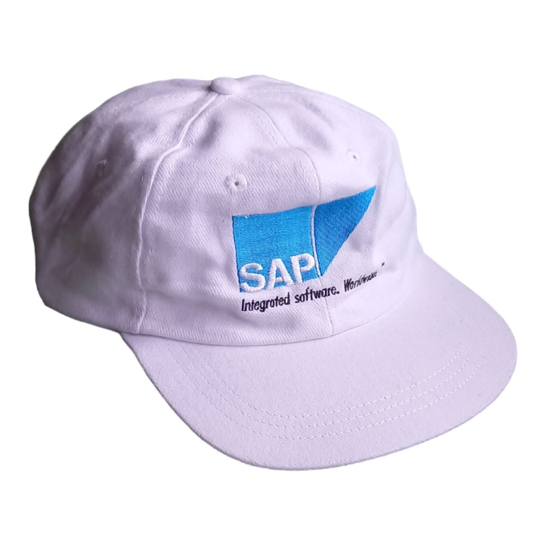 SAP 企業ロゴ 刺繍 ドイツ キャップ 古着 ホワイト - DONUT SHOP
