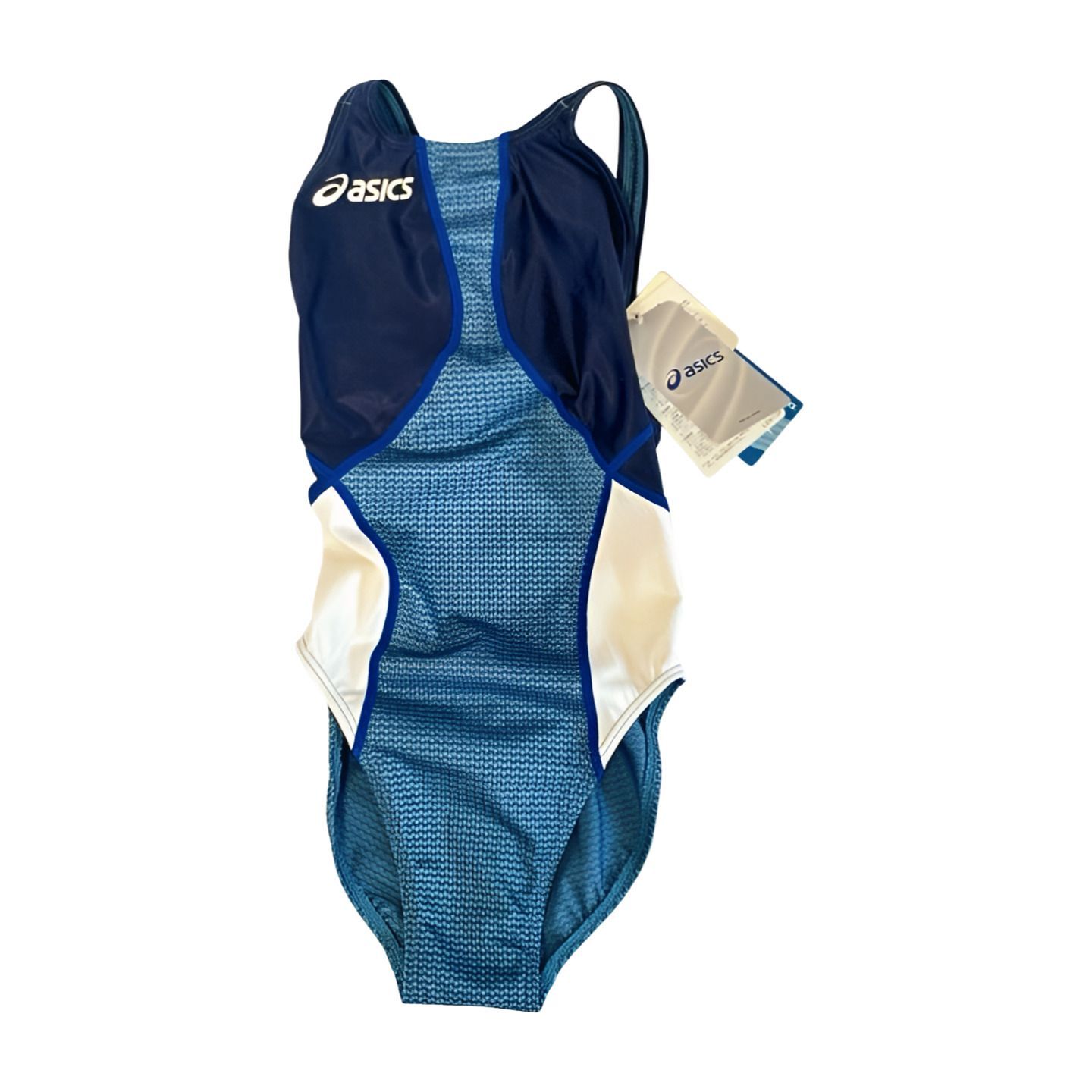 アシックス レディース 競泳水着 L ホールドカット ALS344 ネイビー×ブルー 練習用 スイミング ASICS
