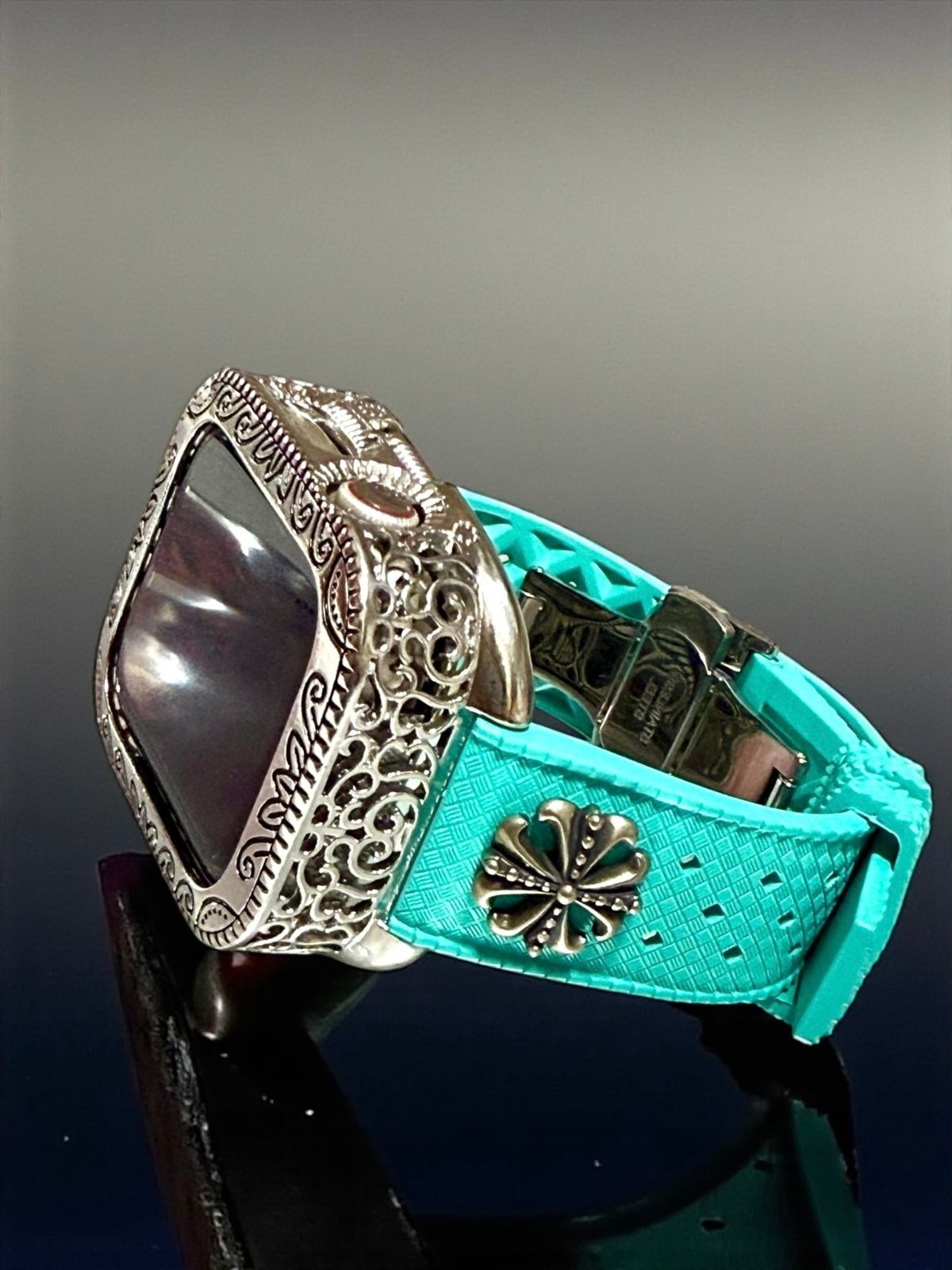 AppleWatchカスタム フッ素ラバー バンド 彫刻カバー ケース アップルウォッチ用 ベルト 44 45 46 49 SE Ultra 101