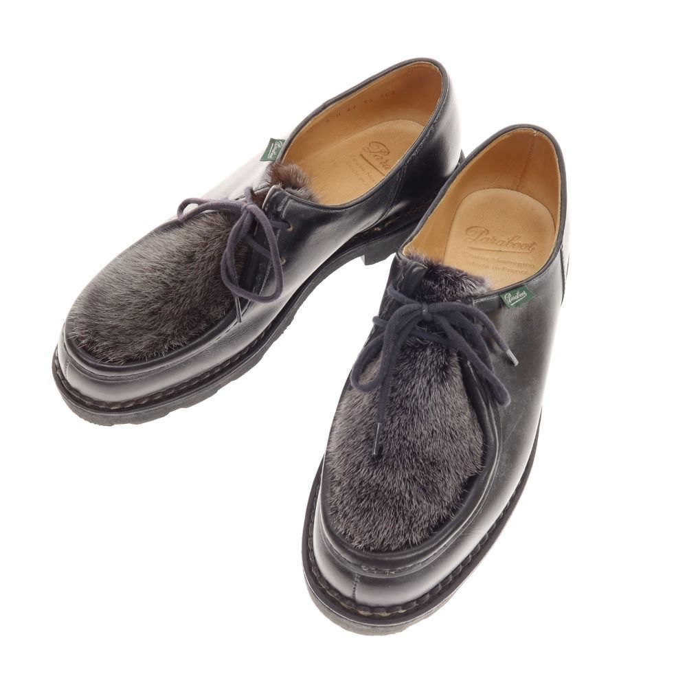 パラブーツ Paraboot MICHAEL VISON ミカエル ミンクファー チロリアンシューズ ブラックxグレー サイズ42 メンズ