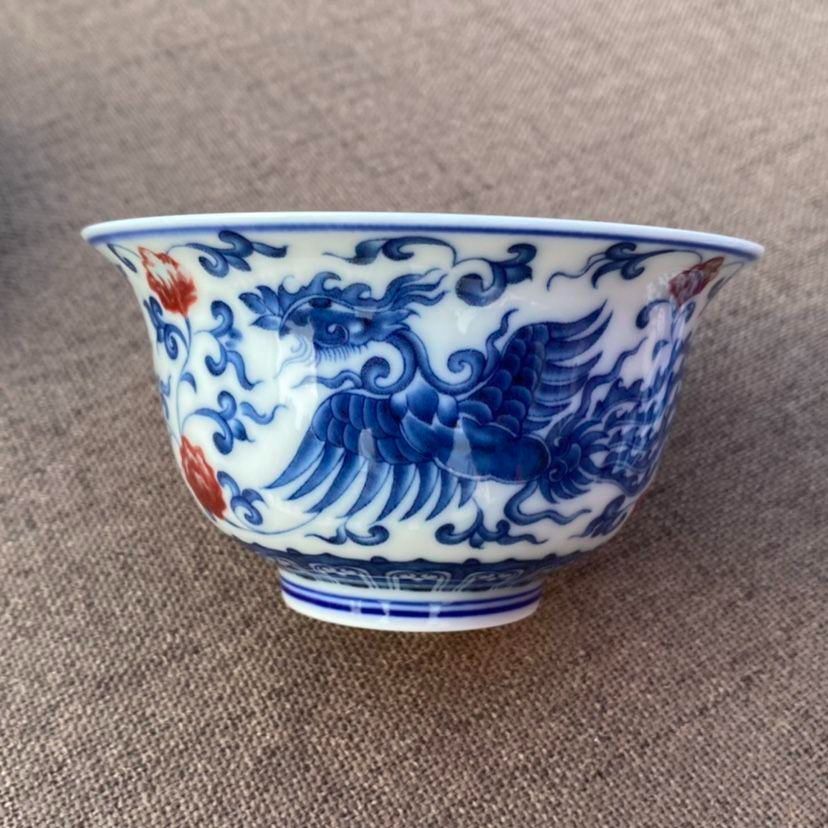 手绘蓋碗,中国茶器セット,茶碗,セラミック景徳鎮の青と白のお茶を準備