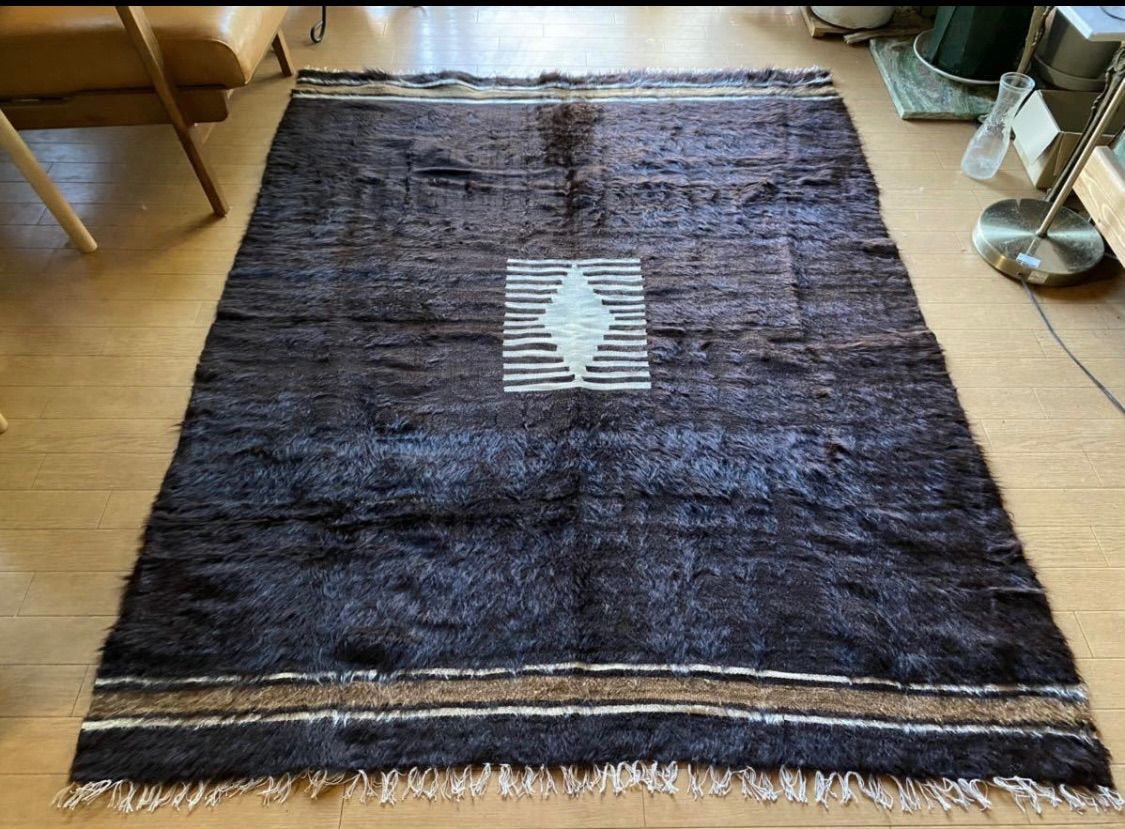 オールド　シイルトバッタニエ アンティークシイルトバッタニイェ大判139×176/茶と黒のグラデーション