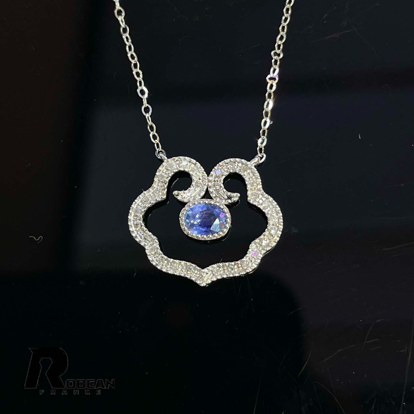 キ*ヤ様 新品✨️EU製定価13万円ROBEAN高級天然と変わらずダイヤモンドピ 限定一点】 絶賛 EU製 ☆ROBEAN・ サファイア・ネックレス