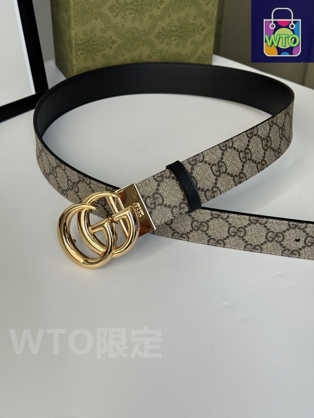 今日WTO】Gucci グッチ ダブル G レトロ回転バックル ベルト-1