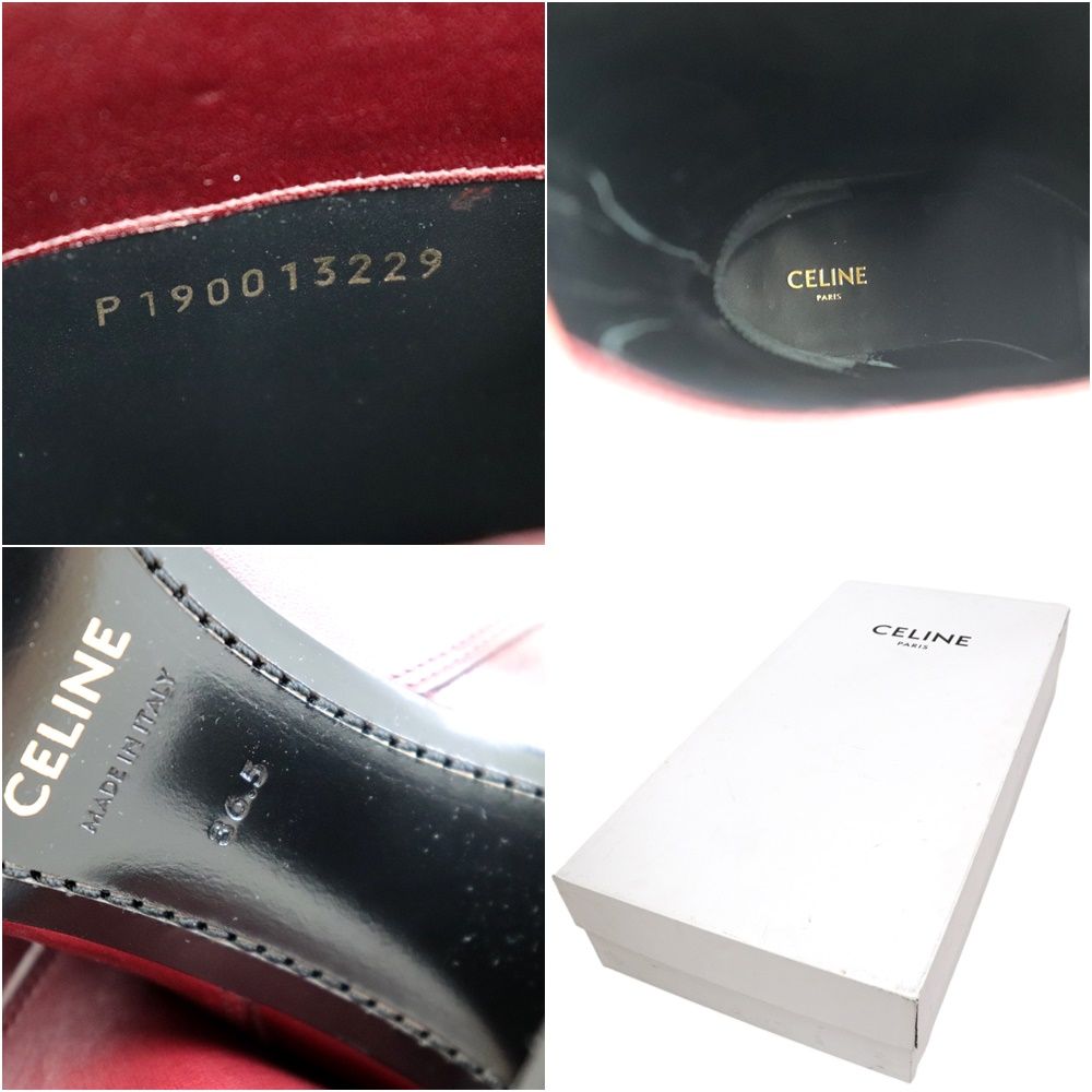 未使用 セリーヌ レザーロングブーツ レディース ワインレッド