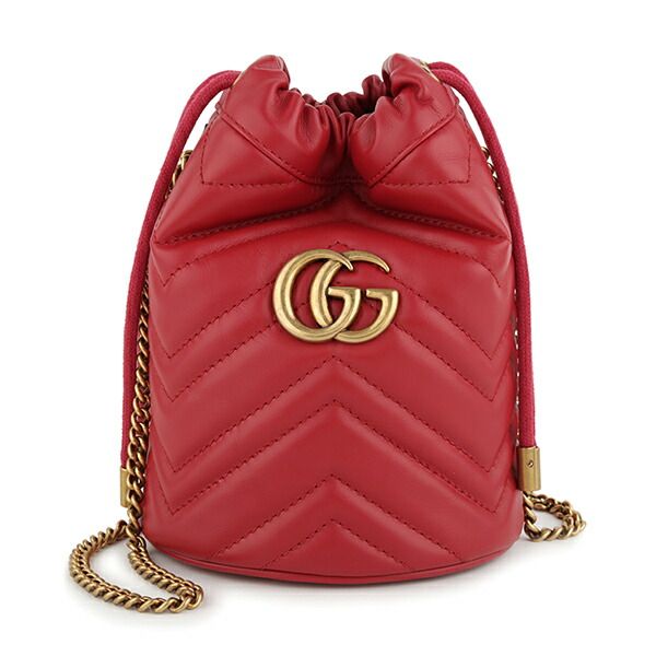 新品 グッチ GUCCI ショルダーバッグ GGマーモント レッド