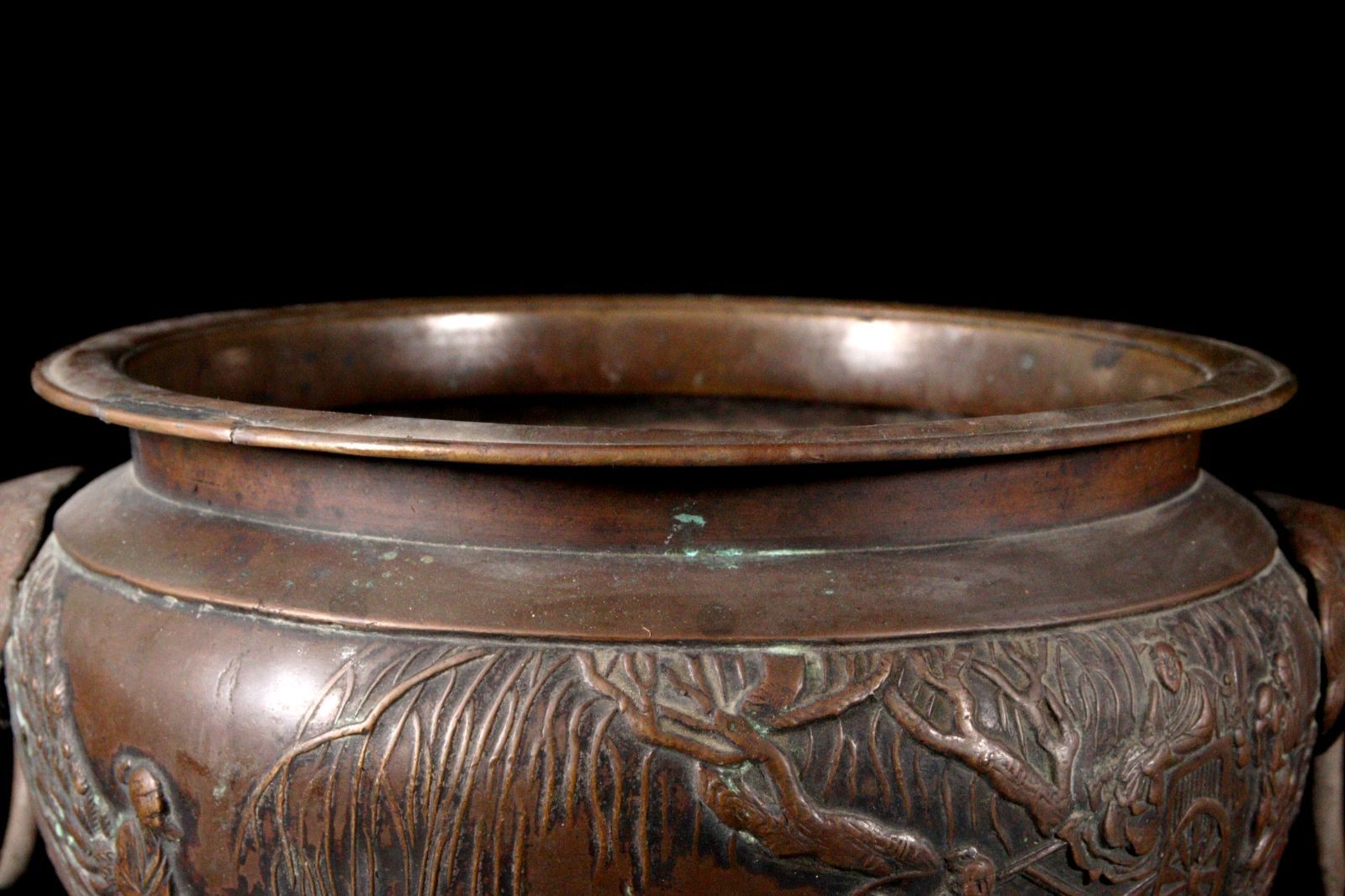 古銅 時代 唐銅 火鉢 古美術 獅子耳 古文字 中国美術