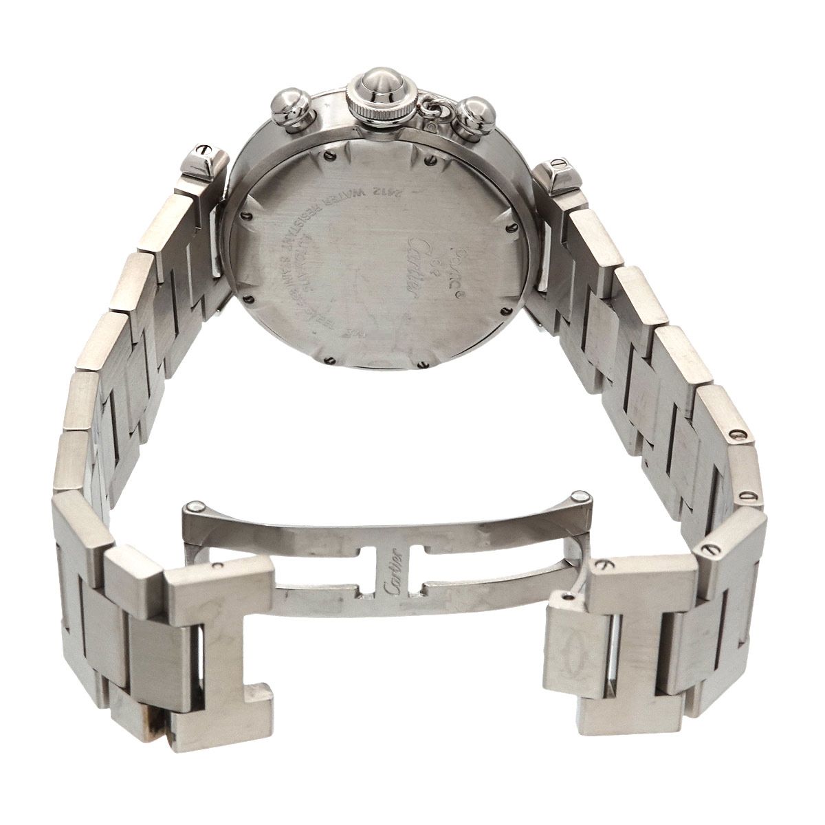  カルティエ Cartier パシャC クロノグラフ W31039M7 ボーイズ 腕時計 デイト ホワイト オートマ 自動巻き Pasha C 90290689 抜け感 自動巻き時計 腕時計(アナログ)