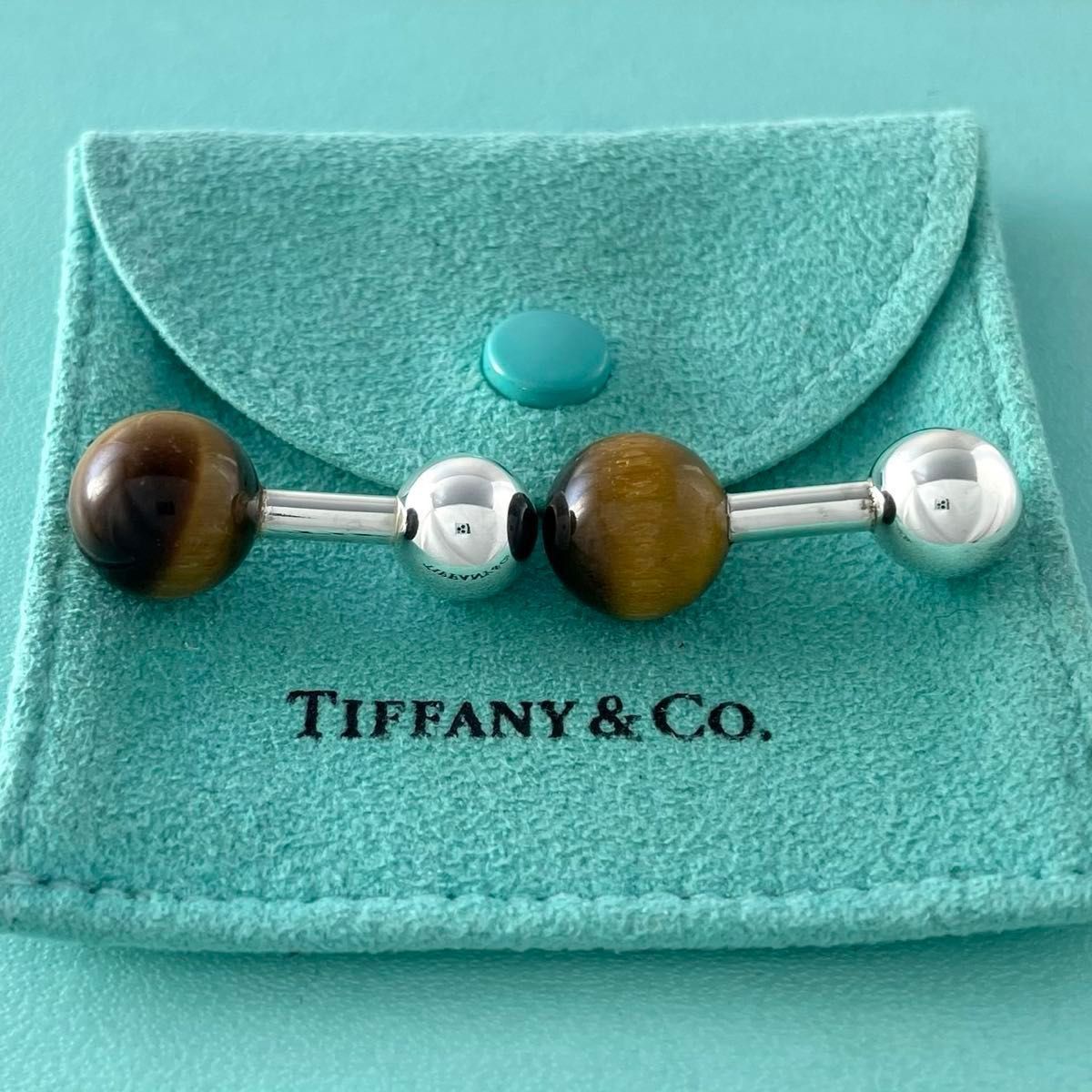 オールドティファニー 希少 タイガーアイ カフス ヴィンテージ Q91fe