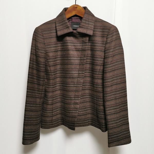 wnc アクリス AKRIS ジャケット ボーダー 40 茶系 黒 紫 グレー