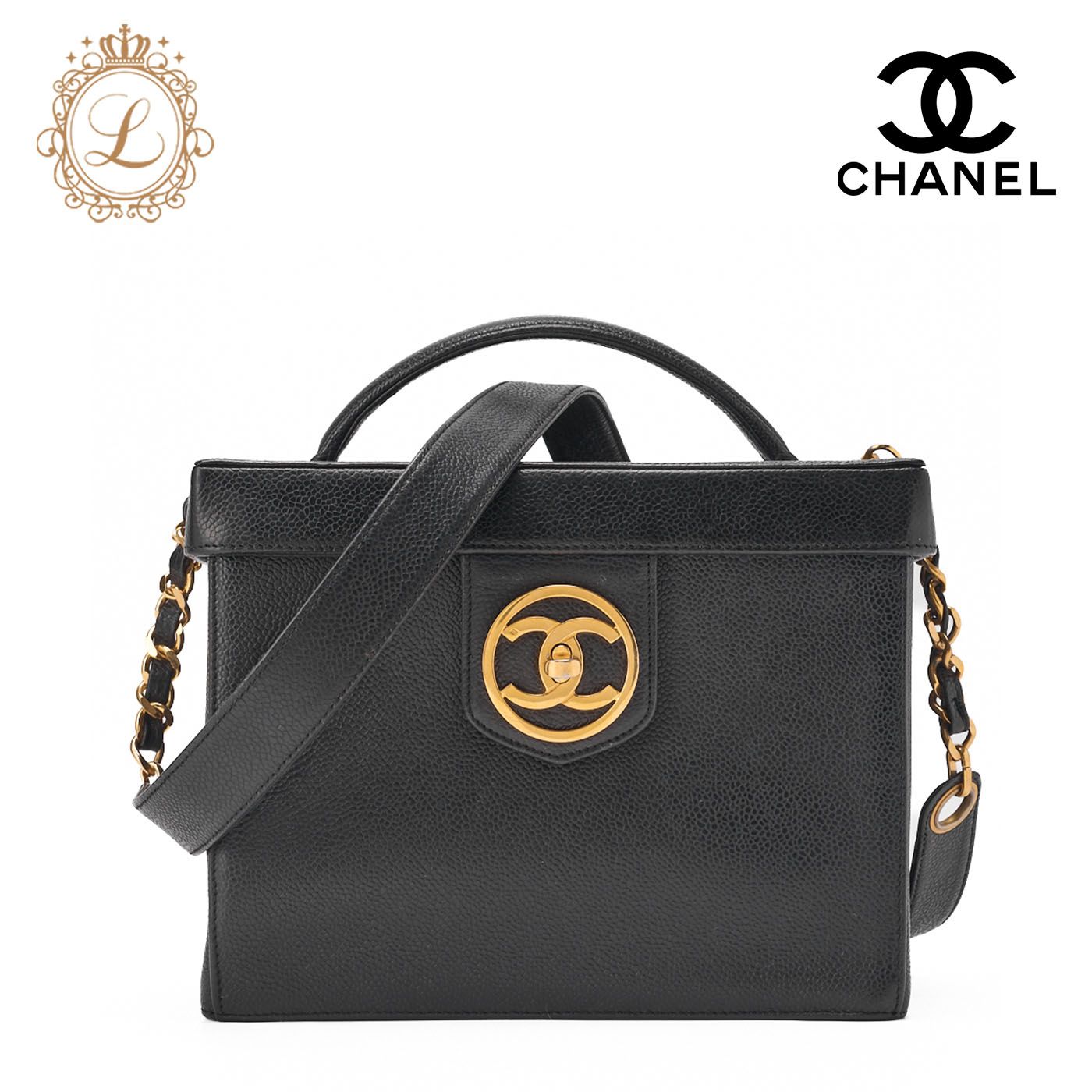 CHANEL シャネル マトラッセ バニティ ハンドバッグ キャビアスキン 黒 2way ゴールド金具 レディース バッグ ショルダーバッグ レディース