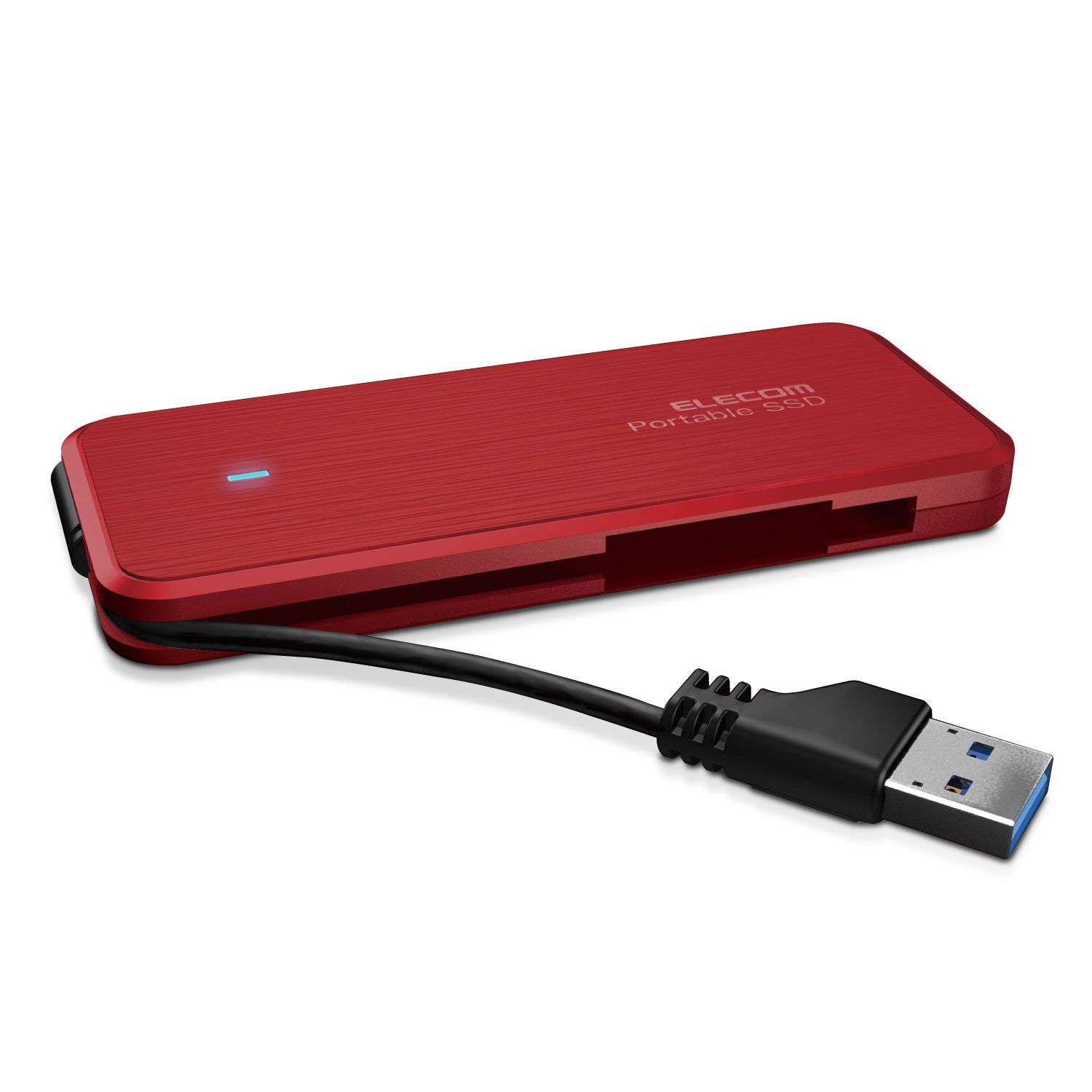 エレコム 外付けSSD 240GB USB3.1 Gen1 対応 TLC ケーブル収納 レッド ESD-EC0240GRD レッド 240GB ケーブル収納タイプ