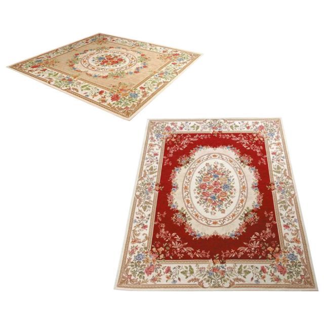 ゴブラン織 シェニールカーペット 4.5畳用 約240×240cm レッド YAN13824RE