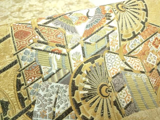 ■正絹　唐織　太鼓柄袋帯　逸品■ロングサイズ※460㎝※超美品 楽天市場】袋帯 美品 秀品 菊 蝶 箔 唐織 黒 お太鼓柄 正絹