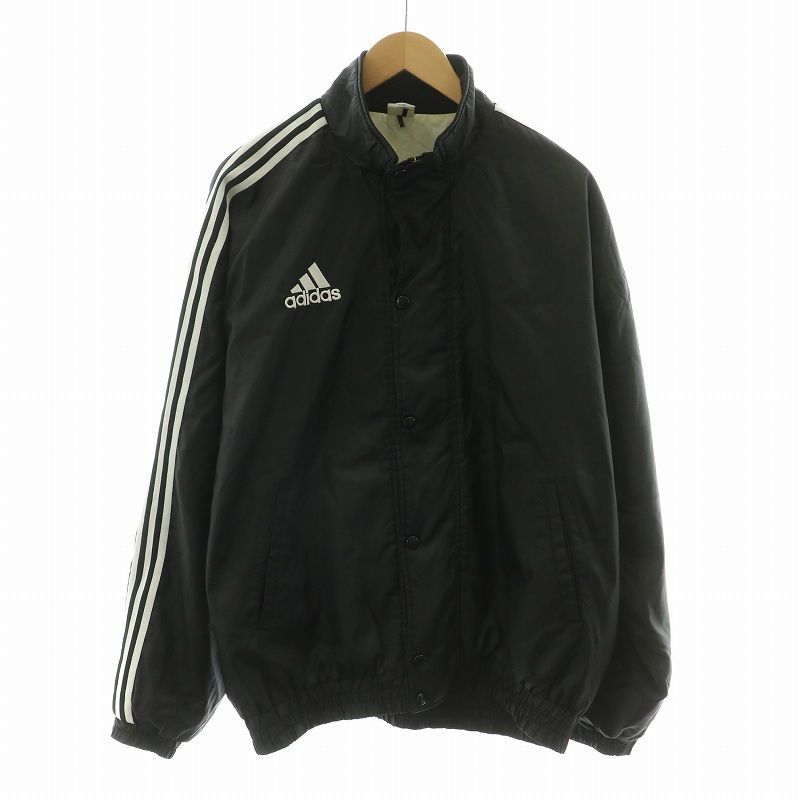 adidas ブラックナイロンジャケット XO
