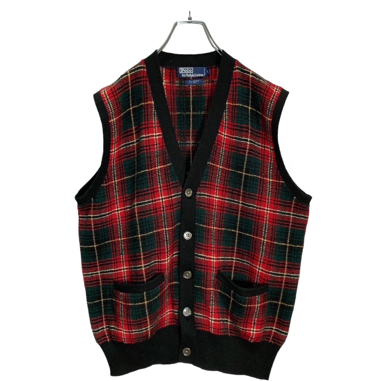 90s POLO by Ralph Lauren tartan check cashmere knit vest