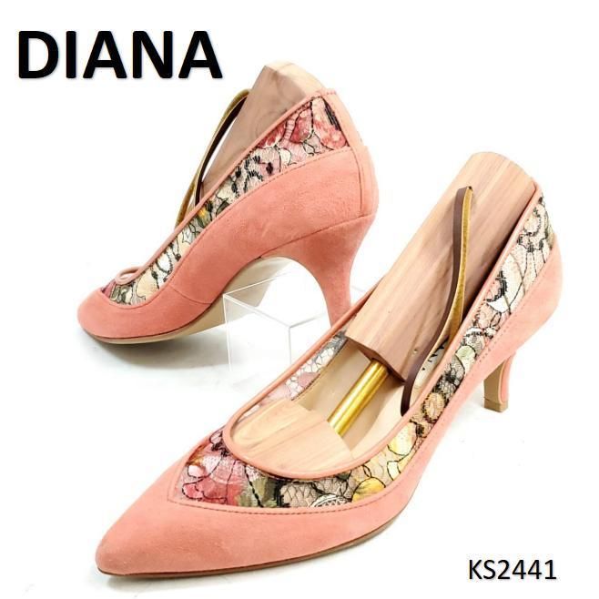 ダイアナ ポインテッドトゥ メッシュ レース スエード 22.5cm 美品
