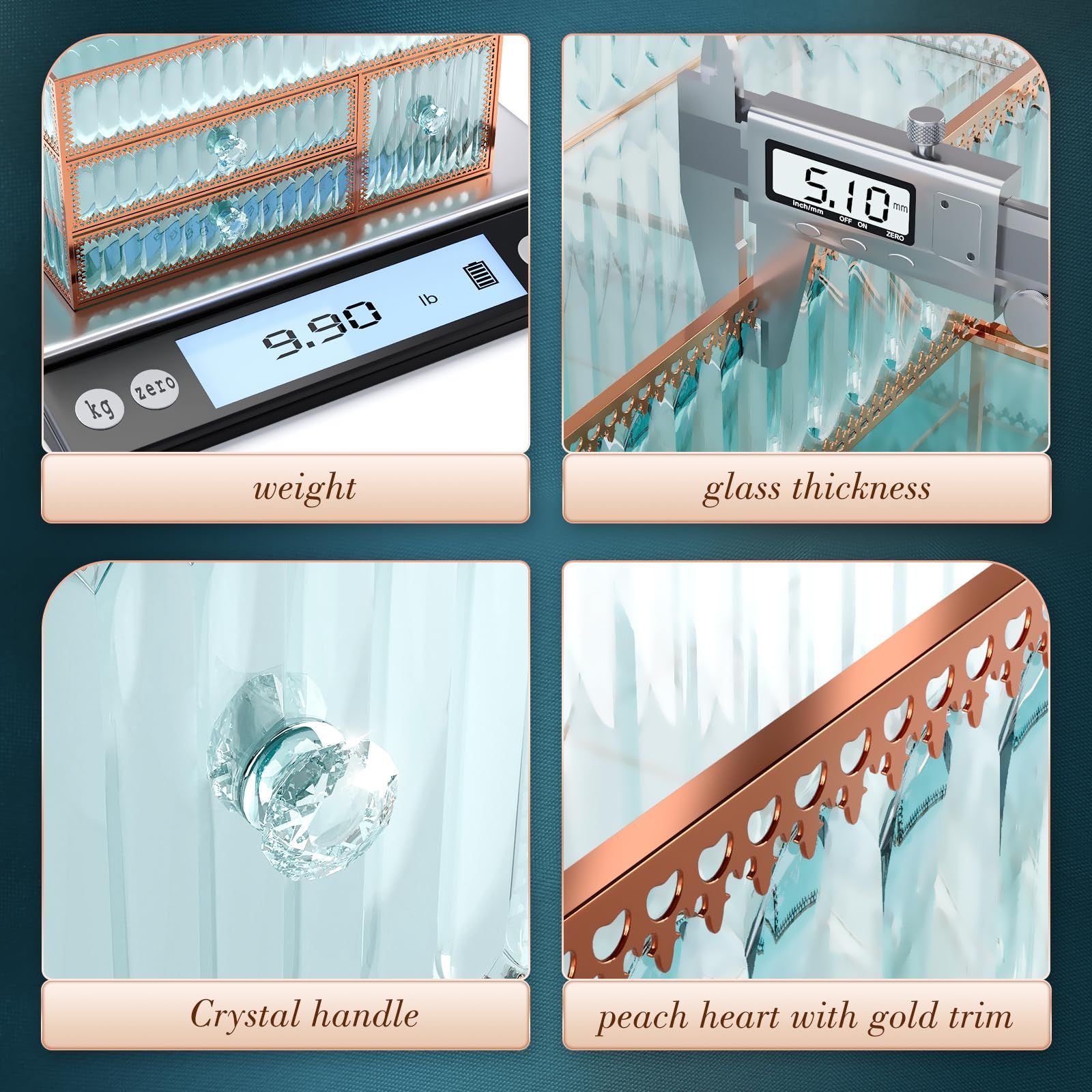 強化ガラスヘアオーガナイザー 化粧台用メイクアップオーガナイザー 収納 ヘアツールオーガナイザー バスルームオーガナイザー Youdepot