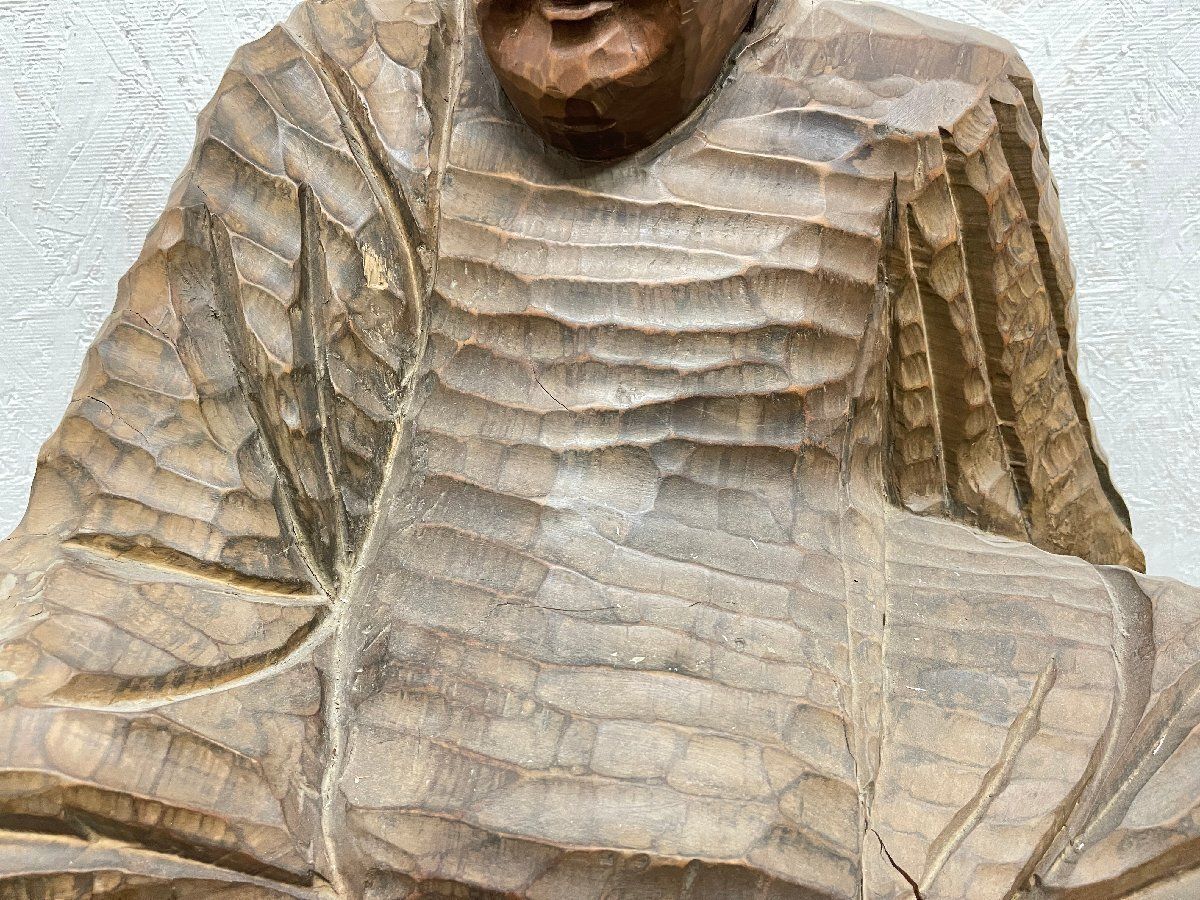 ○【円空作銘あり】柿本人麿坐像 柿本人麻呂 仏像 高さ73cm 天然木