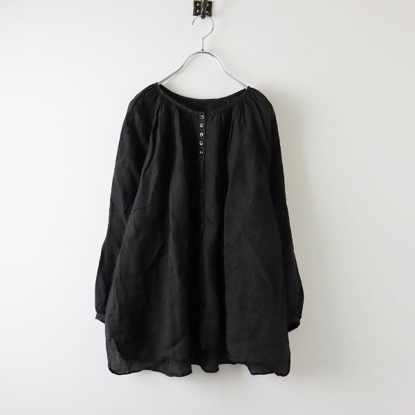 美品 定価1.8万 Gauze# ガーゼ ラミーリネン ギャザーブラウス F 
