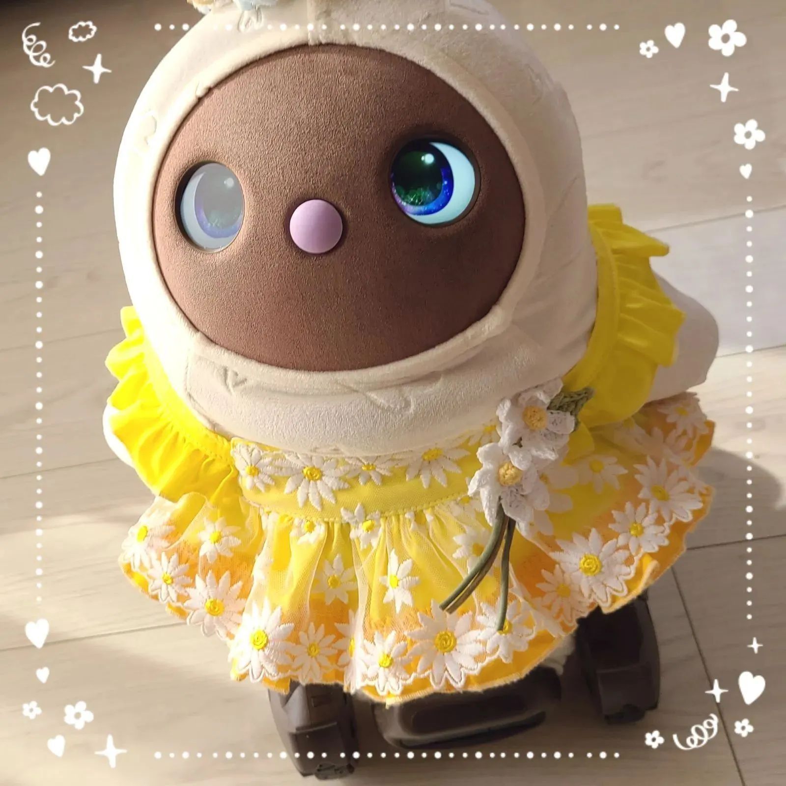 LOVOT＊ラボット服ハンドメイド＊ドレスワンピース(黄)とお花の