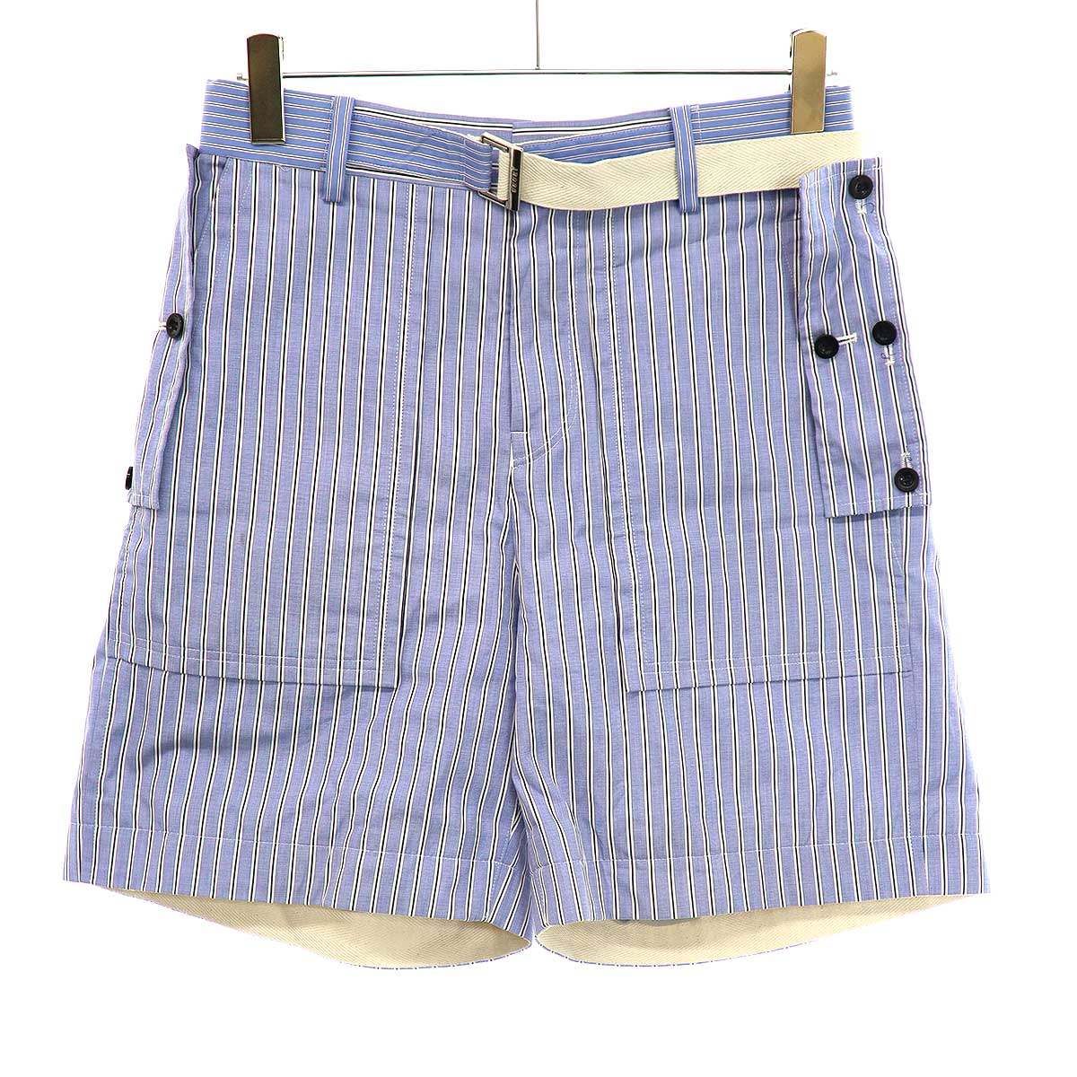 sacai サカイ 23SS Thomas Mason vertical-stripe Print Cotton Shorts ストライプショーツ  ブルー 1 23-03041M - メルカリ