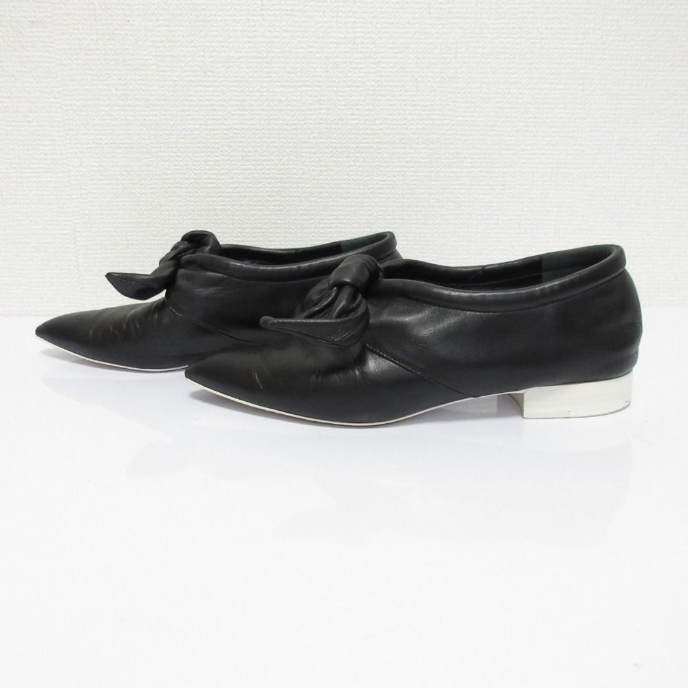 良品 JIL SANDER ジルサンダー レザー ポインテッドトゥ リボン