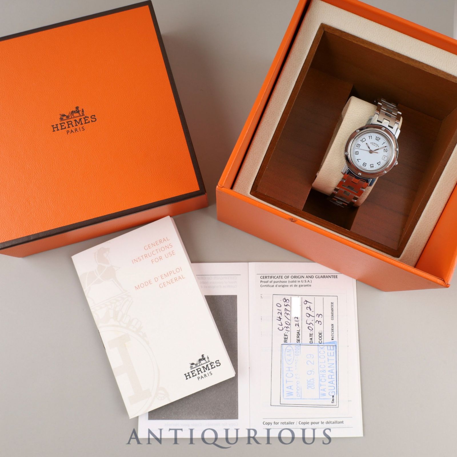 【不動品】HERMES エルメス クリッパー CL4.210 ホワイト文字盤 クリッパー（HERMES） エルメス 時計 クリッパー レディース