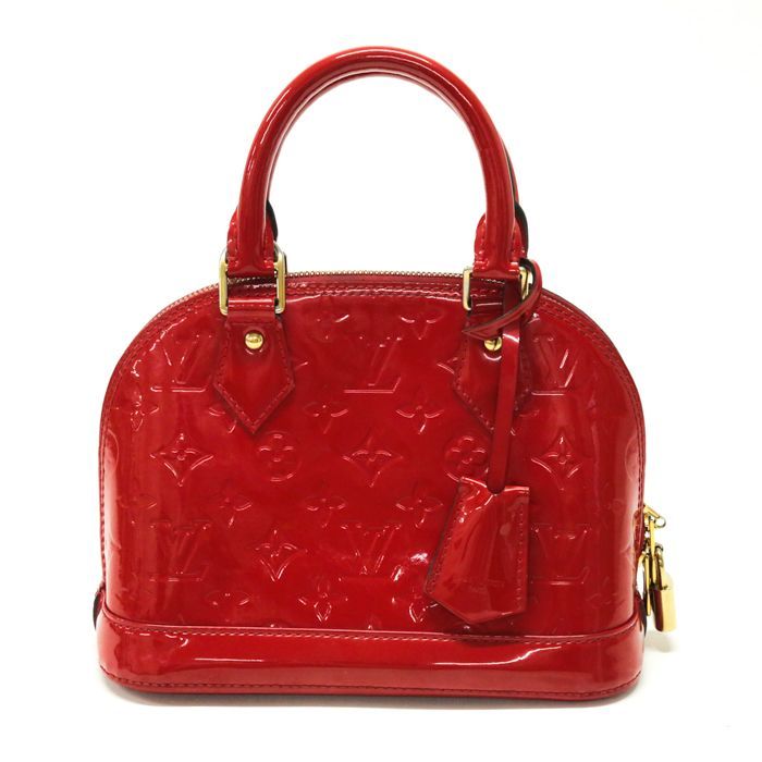 ルイヴィトン LOUIS VUITTON アルマBB モノグラム ヴェルニ (パテントレザー) エナメル モノグラム M91698 ハンドバッグ  2WAYバッグ ショルダーバッグ レディース ルージュグルナディーヌ (レッド) 中古 mao25008