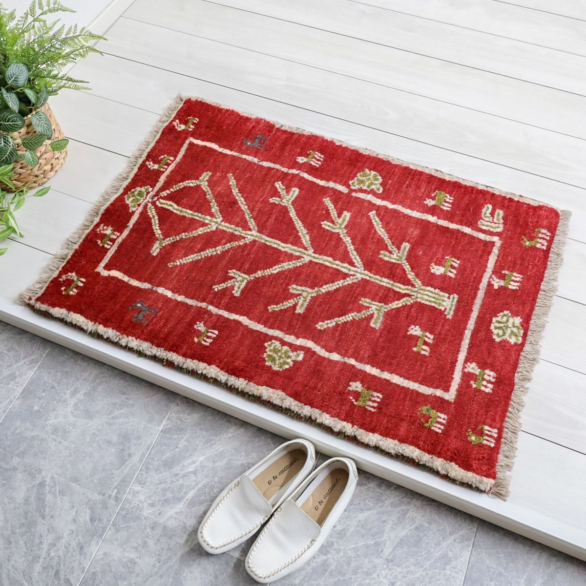 ギャッベ シラーズ カシュガイ 手織りウール100％ 草木染 玄関マット