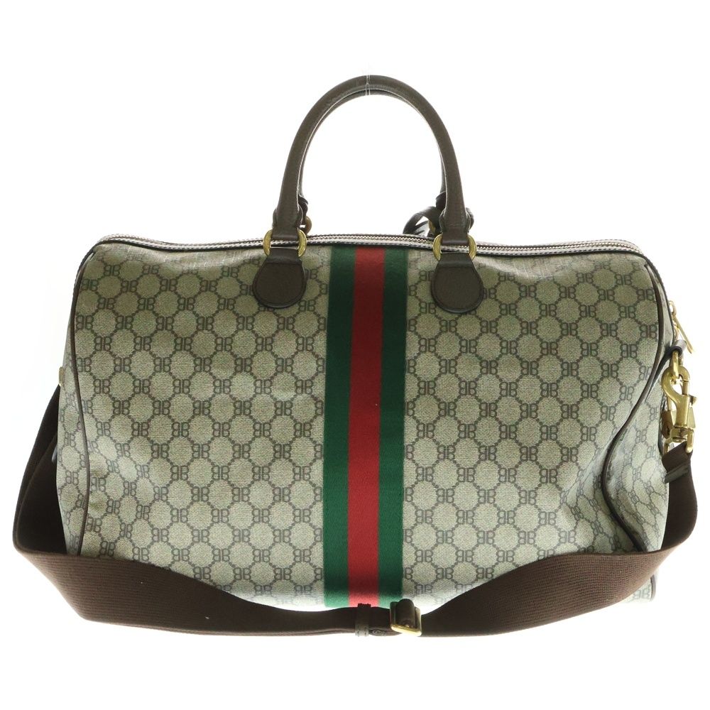 BALENCIAGA バレンシアガ ×GUCCI The Hacker Graffiti Medium Duffel Bag 680124 ×グッチ BB総柄グラフィティ2WAYボストンバッグ ベージュ
