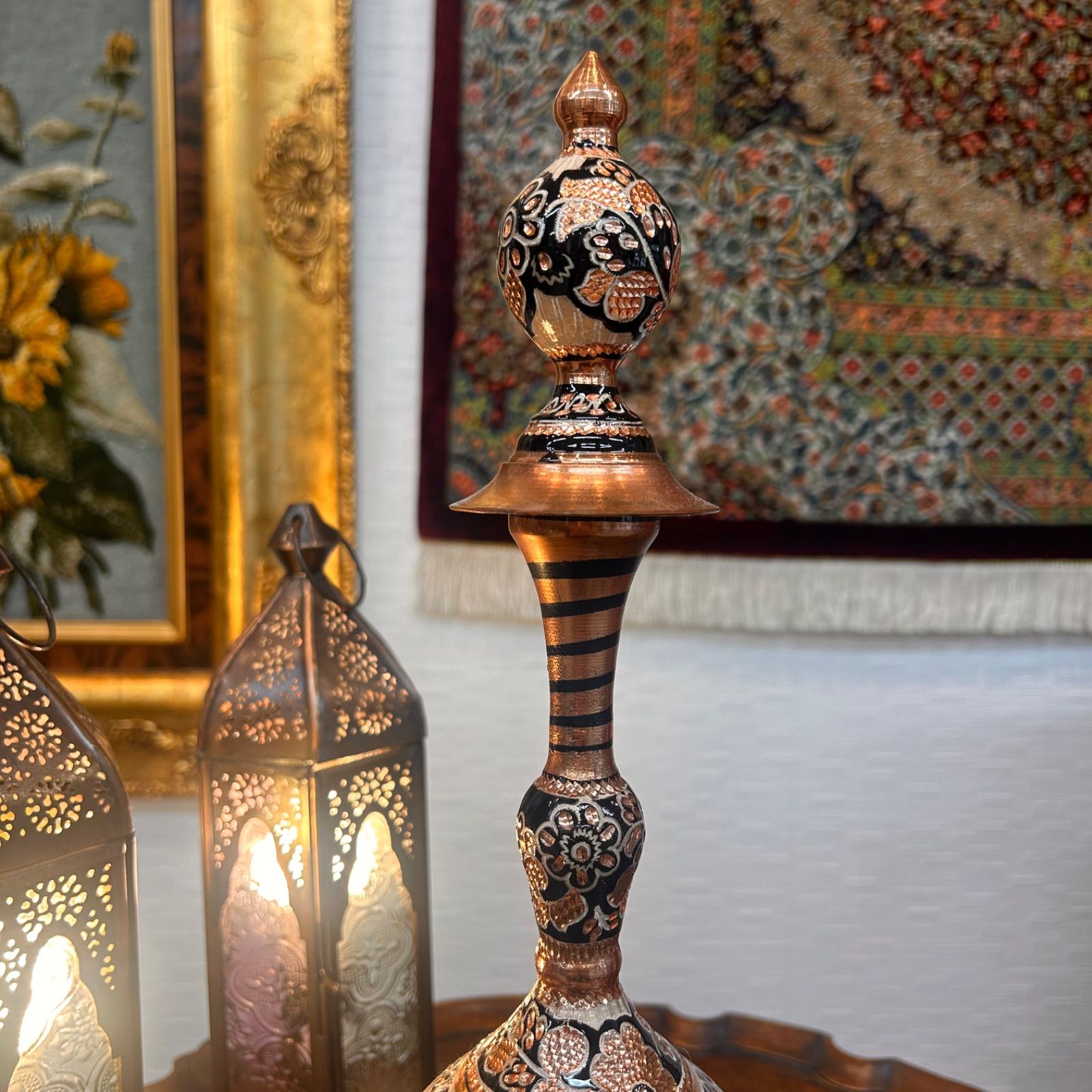 ボトル 花器 ペルシャ 銅 手彫り細工 エングレービング 花瓶 花器 約10×35cm インテリア小物 チェリーベアインテリア NEXPOTALLINN_EU