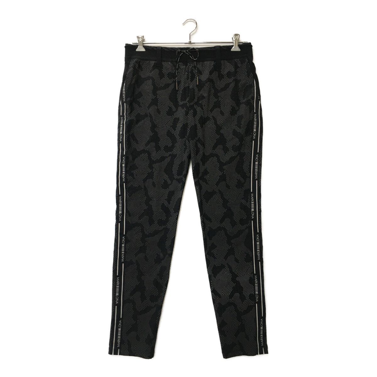  メンズ マークアンドロナ MARKu0026LONA パンツ 50(LL) 黒 グレー カモ柄　サイドロゴ　ストレッチ ウエストゴム
