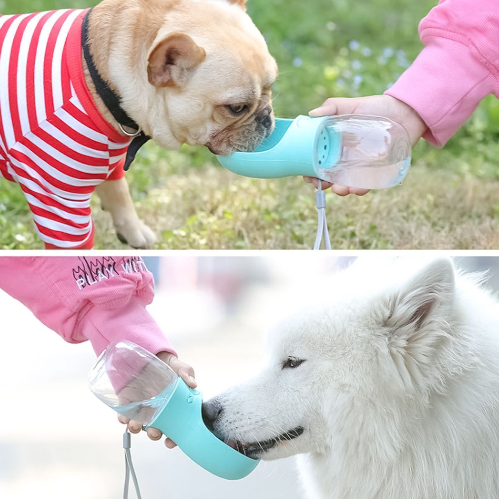 メルカリshops ペット 水飲み器 犬 水 ボトル 給水器 散歩 ウォーターボトル ピンク 大