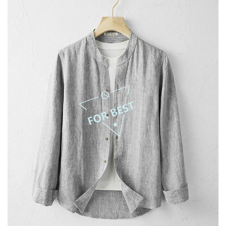 メンズ リネンシャツ カジュアルシャツ 亜麻 トップス きれいめ シャツ 長袖 通気 清涼 吸水 父の日 シャツ リネンシャツ 七分袖シャツ メンズ 花柄 ゆったり カジュアル