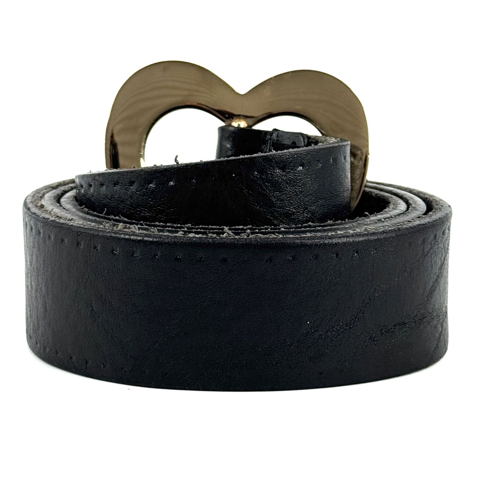 GUCCI グッチ】ハートバックル レザーベルト ブラック - メルカリ